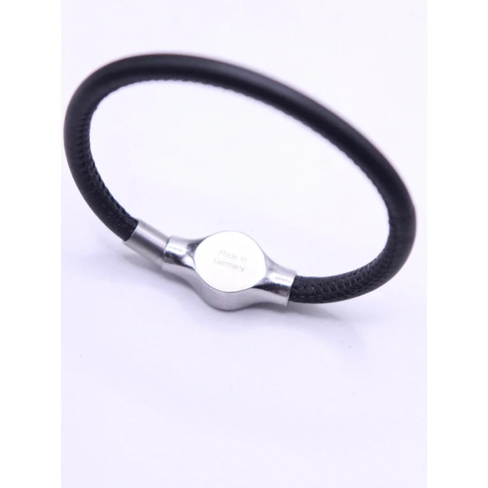 BMW Unisex Black Leather Bracelet Stainless Steel Magnetic Clasp 80232410952